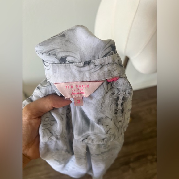 Ted Baker London Sew in Love grey and white sheer button up - Picture 10 of 10